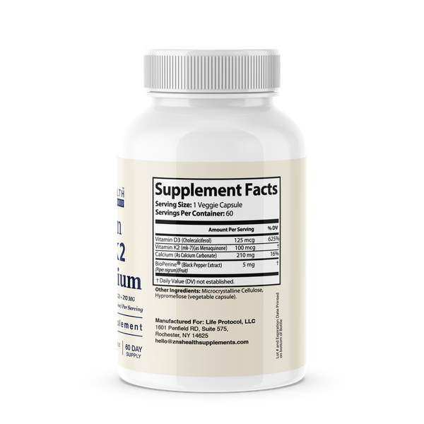 Vitamin D3 + K2 + Calcium With BioPerine – 3-in-1